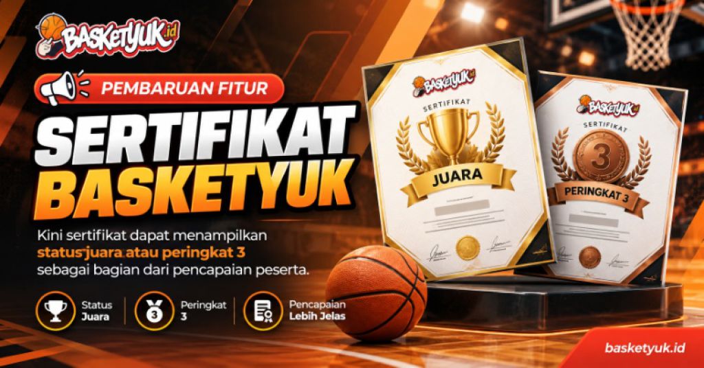 Pembaruan Fitur Sertifikat Basketyuk.id: Kini Mendukung Status Juara atau Peringkat